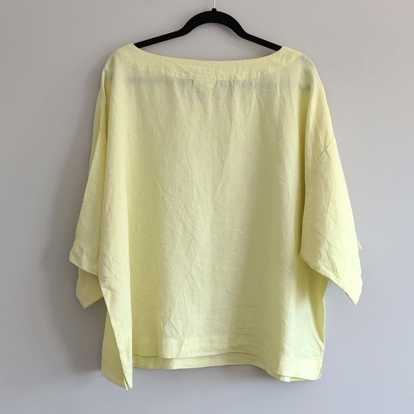 J. JILL PURE JILL | 100% Linen Top Short Sleeves Crew Neck, Yellow, Womens L - Picture 2 of 11